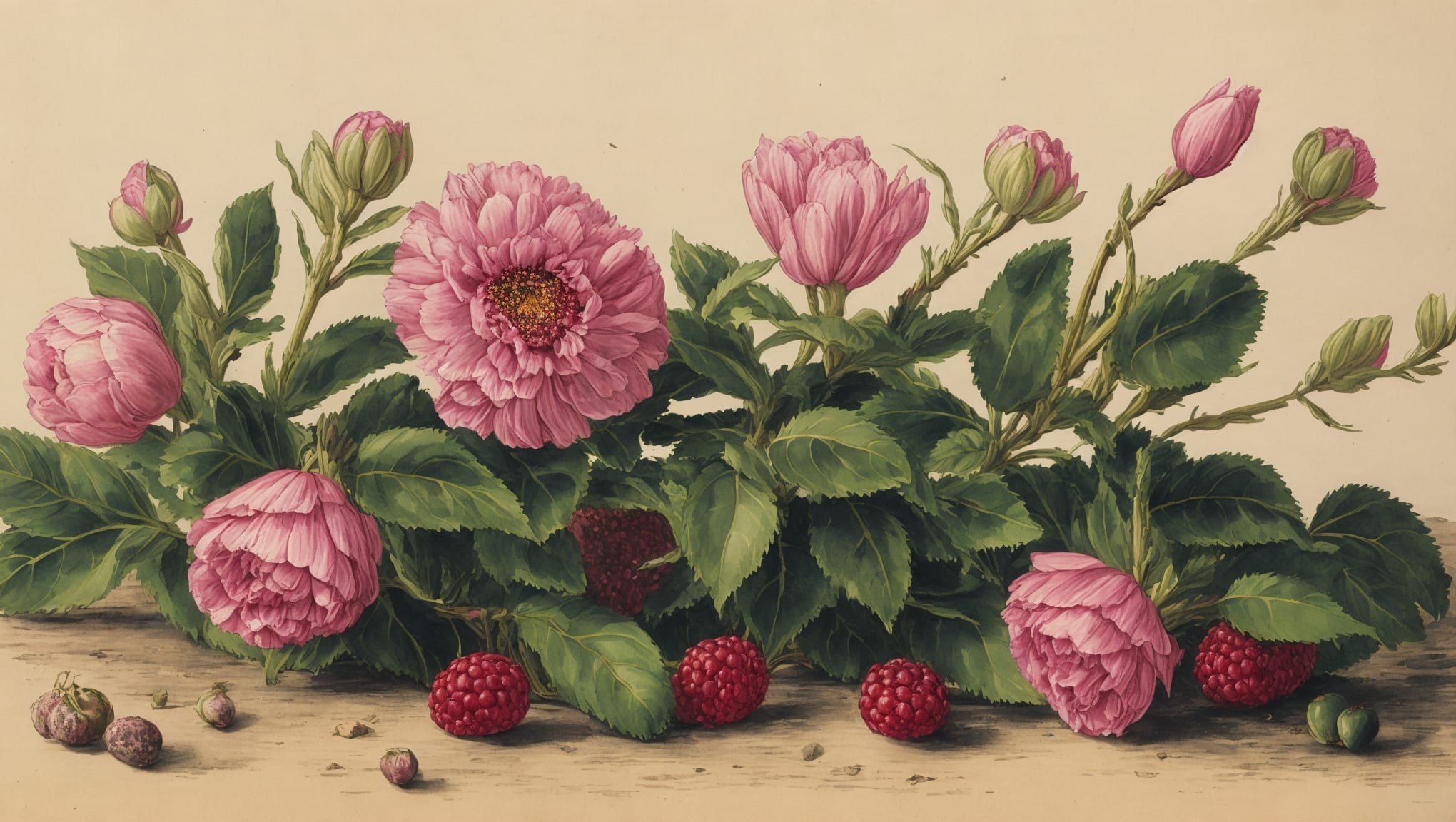 Mei — illustration botanique, origine contemporaine
